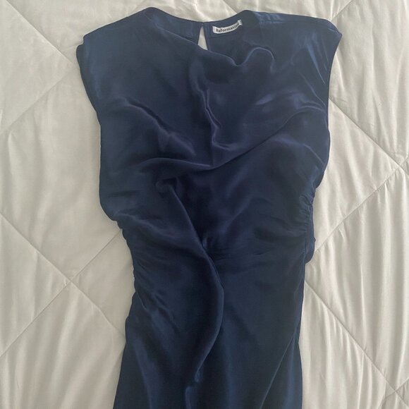 Reformation - Veida Silk Midi Dress Navy - Picture 7 of 9